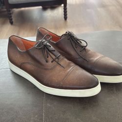 Santoni Leather Oxfords Mens Shoes Size US 11 . Made Italy. 