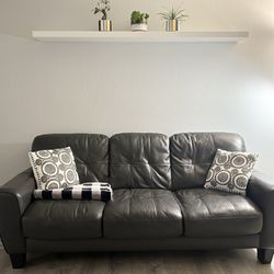 Gray Real Leather Couch