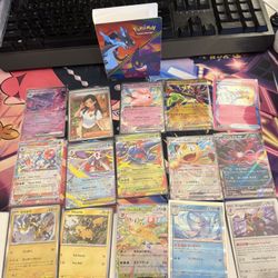 Pokemon cards full art holo ex lot of 15 and mini profolio