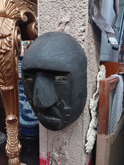 Vintage tribal hand carved wood mask