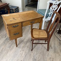 Antique Sewing Table And Chair 