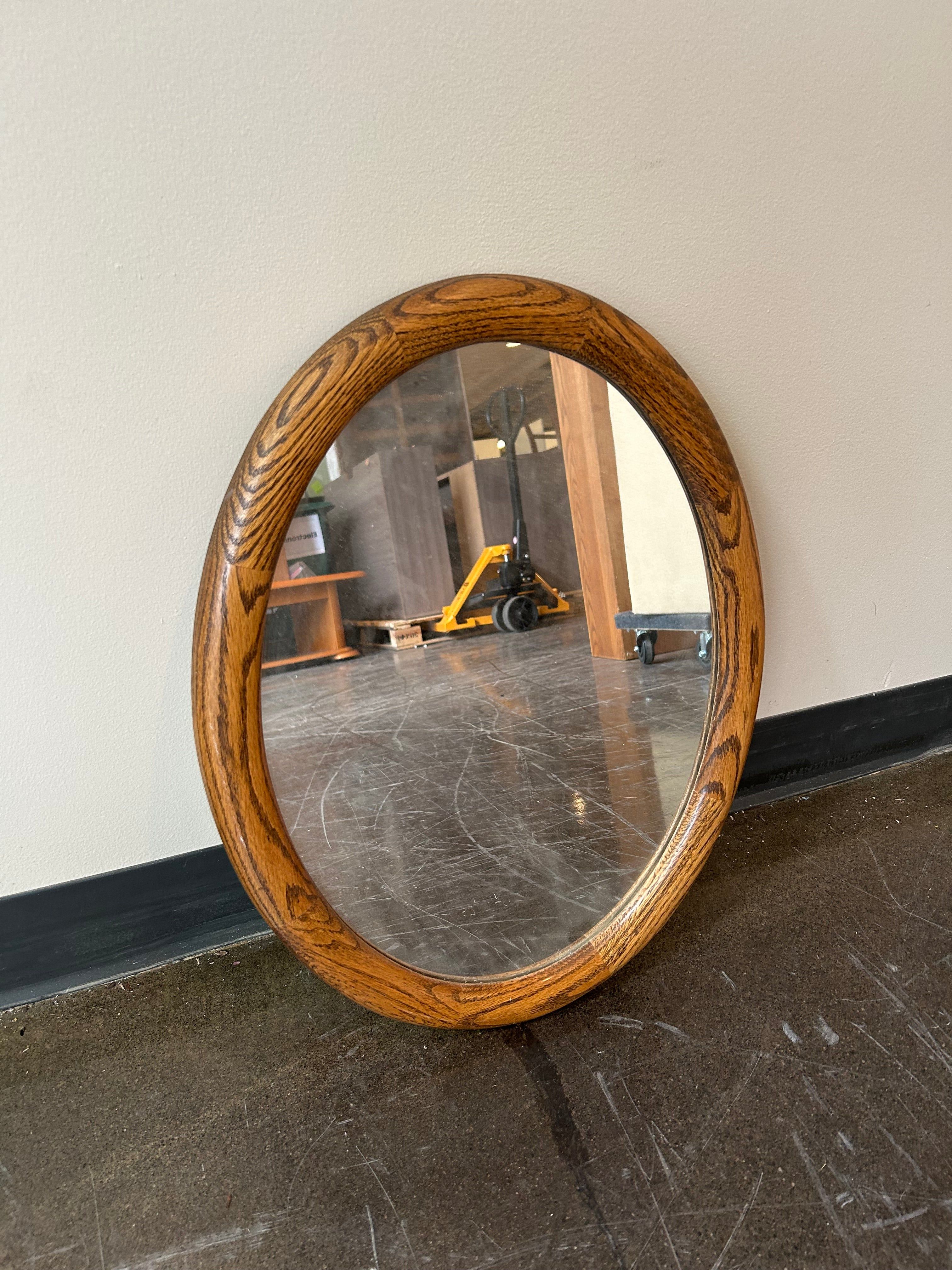 Small Wood Oval Mirror