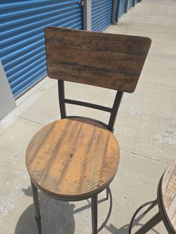 Industrial Wood and Metal Bar Stool