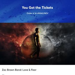 2 Zac Brown Band Tickets At The Sphere 12/13 TONIGHT!