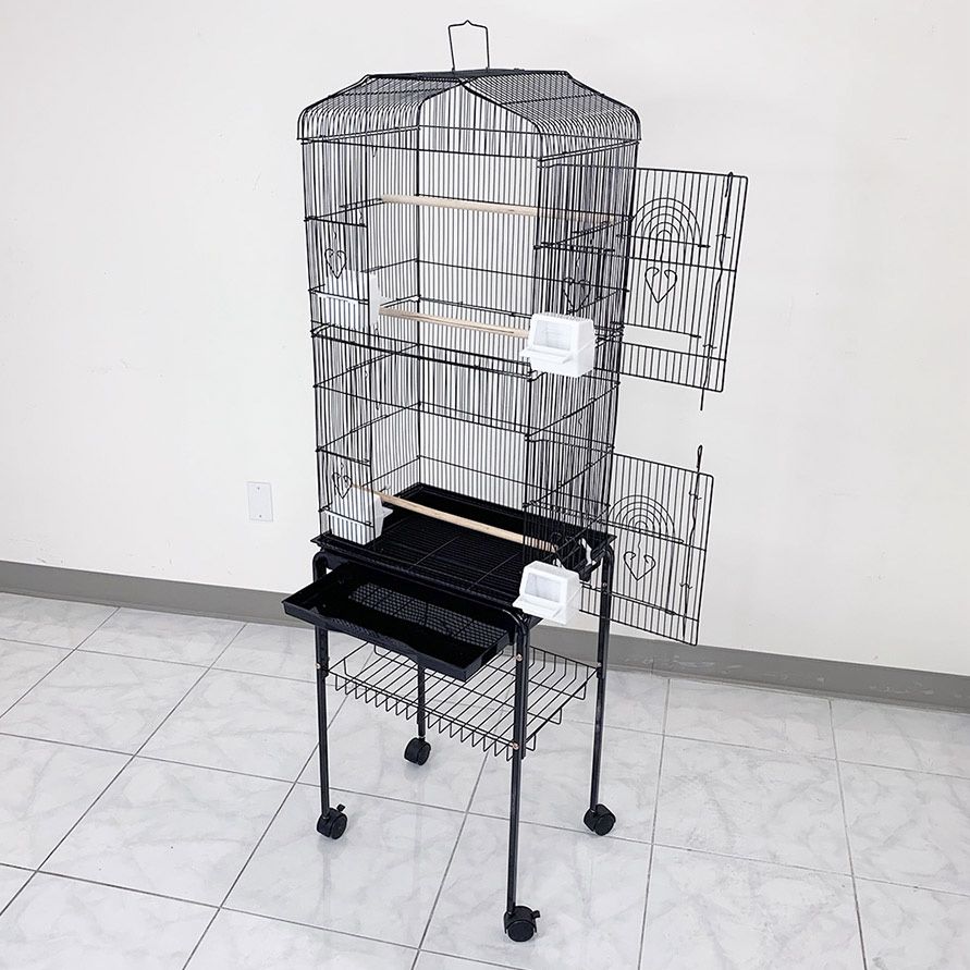 (New) $60 Bird Cage with Rolling Stand 18x14x60” Parrots Lovebird Cockatiel Parakeets 