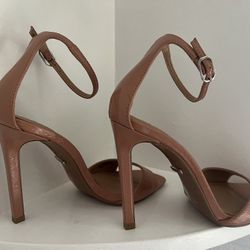 TopShop Nude Ankle Strap Patent Heels, Size 7.5, EU 37