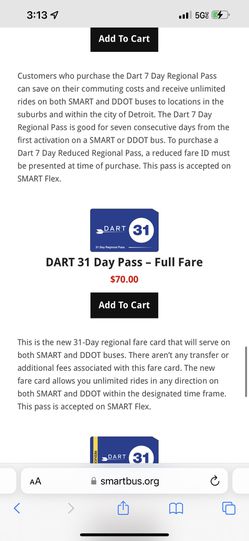 31 Day Bus Pass Smart & DDOT Thumbnail