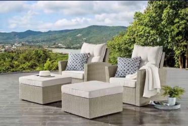 Alaterre Furniture Canaan 4-Piece All-Weather Wicker Patio Set