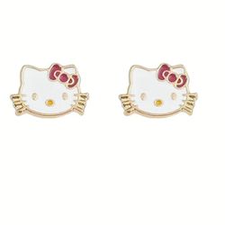 SALE Hello Kitty Enamel Earrings Red & White