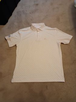 Rhoback Polo Golf Shirt Mens Large White Cocktail Print Stretch New