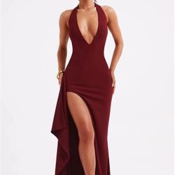 Women's Sequin Long Sleeve Maxi Dress Sexy Halter Side Split Bodycon