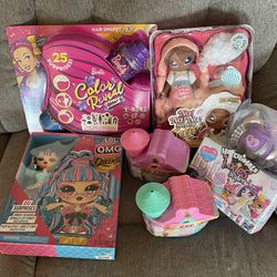Barbie, cry babies, nanana surprise hatchimals, lol doll
