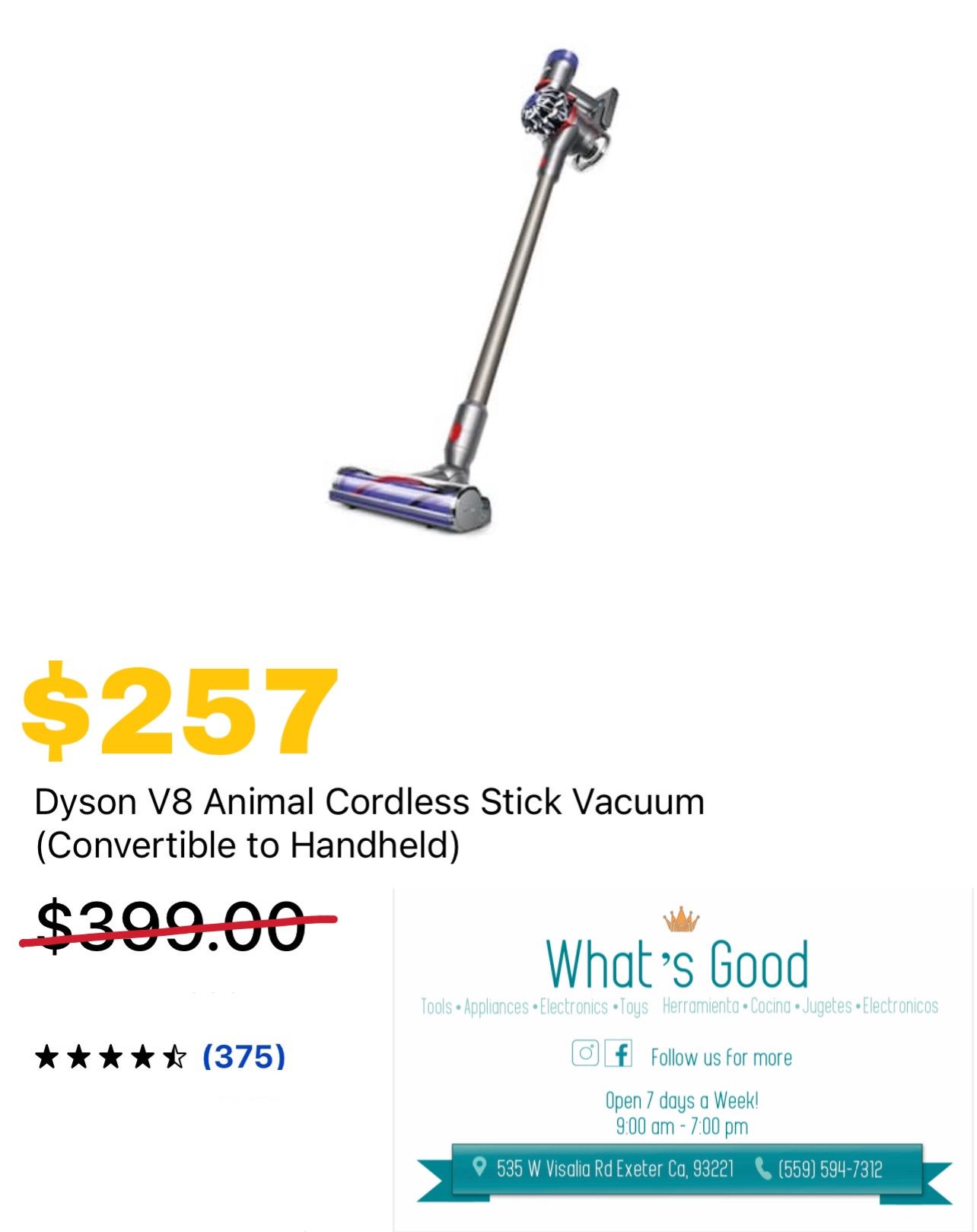 Stain V8 Cordless Vacuum