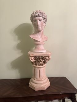 Neoclassical Greek "Head of Athlete” Bust By Austin Productions w/Pedestal