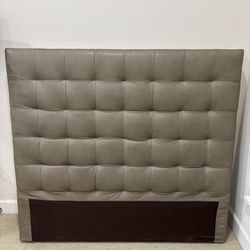 Queen Size Taupe West Elm Real Leather Headboard