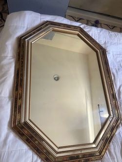 Wooden diamond shape mirror