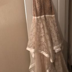 Beautiful champagne and ivory evening gown