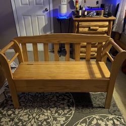 Solid Oak Bench With Storage
