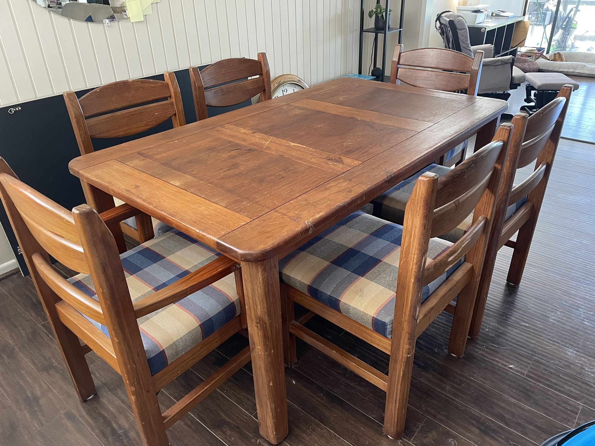  FREE 6 WSeat Dining Set - Solid Wood  Table + 6 Upholstered Chairs