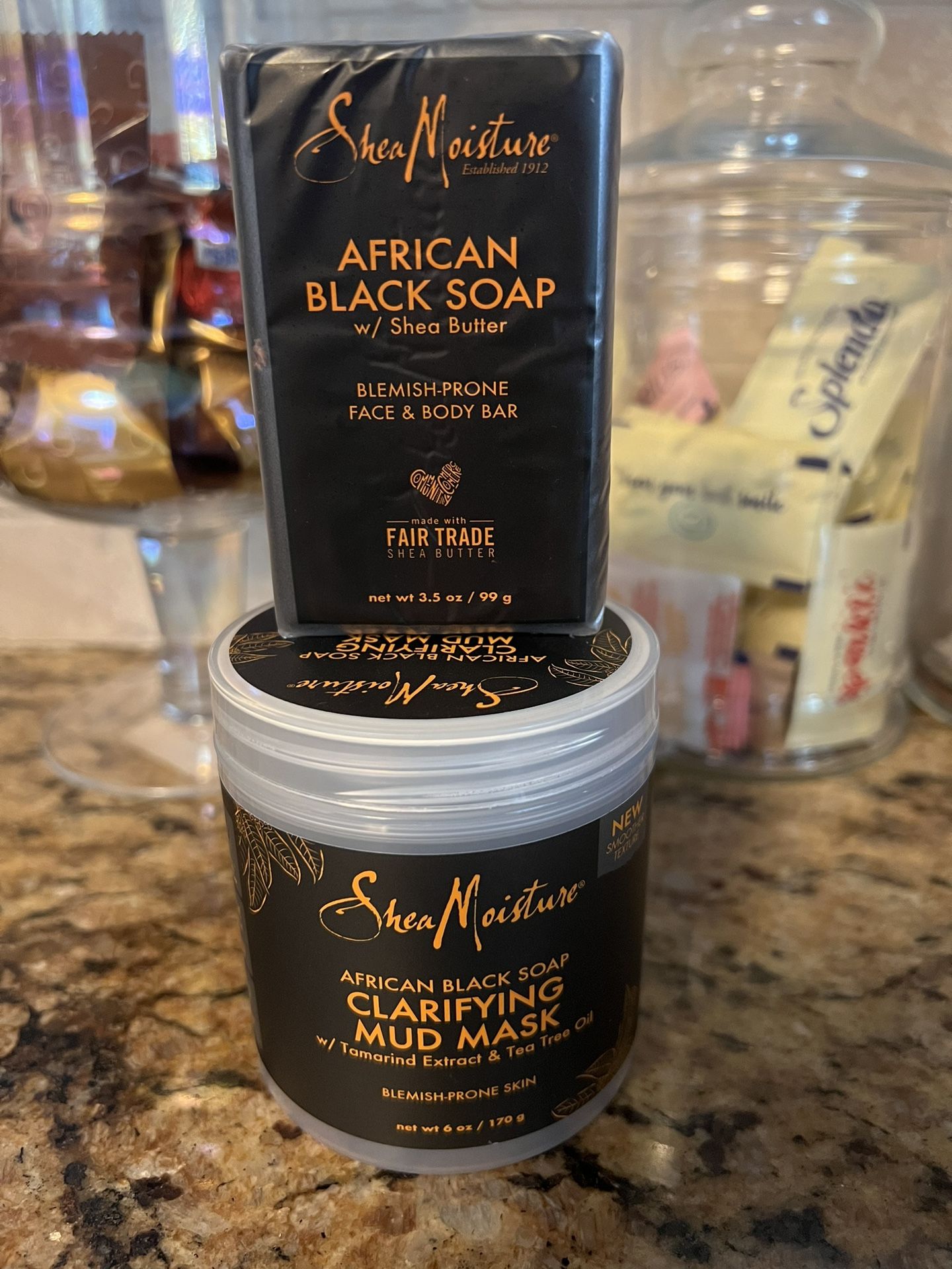 set of shea moisture african black soap face & body bar•clarifying mud mask 4 blemish prone skin•$8