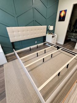 Cushion King Bed Frame - Grey