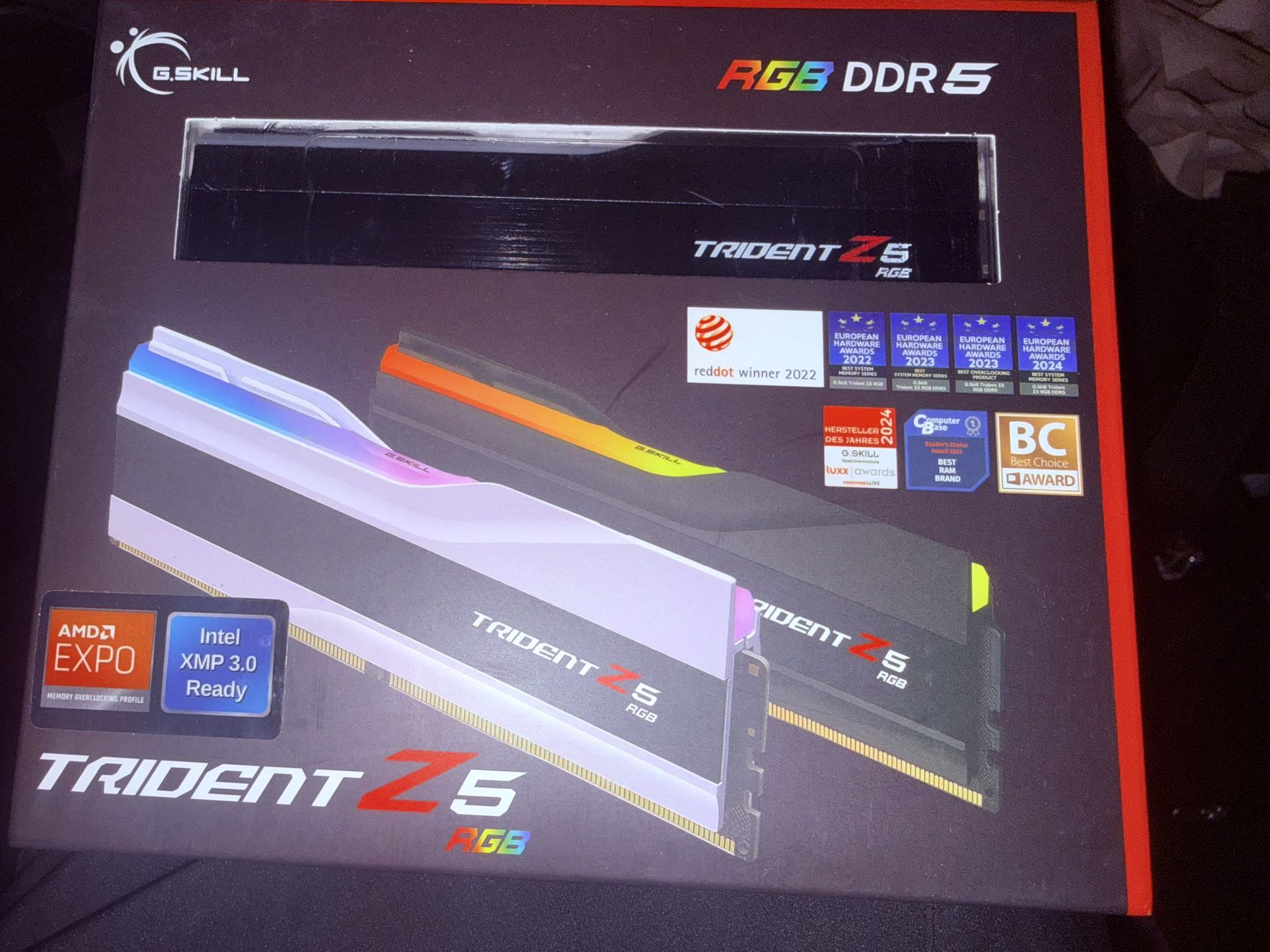 G.SKILL Trident Z5 RGB Series DDR5 U-DIMM Memory Kit, Model: F5-6000J3636F16GA2-TZ5RK 32GB total capacity kit containing 2x16GB modules, rated for up