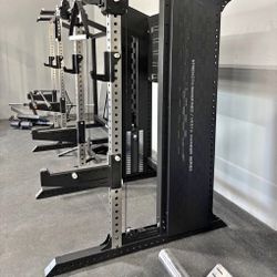 Commercial Half Rack with Functional Trainer Cable Pulley System with 200lb Weight Stacks