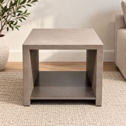 Four Hands Hugo End Table Dark Grey Concrete Modern Side Table