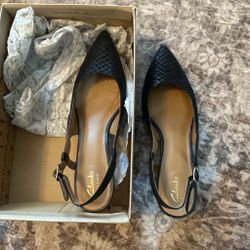 Clark’s Black Snakeskin leather Slingback