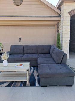 Large Dark Gray Pullout Bed Sectional Couch- Free Delivery