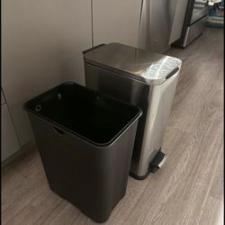 4 Gallon Slim Stainless Steel Kitchen Trash Can, Silver