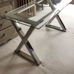 Chrome & Glass Desk Table