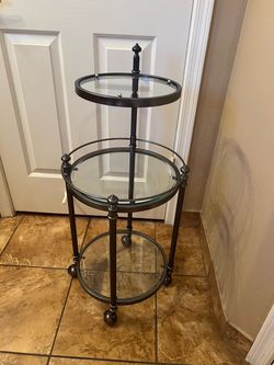 3-Tier Round Glass and Metal Bar Cart