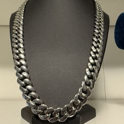 925 Silver Plated Cuban Link Necklace and Bracelet Set