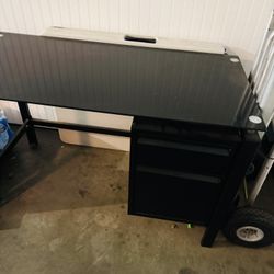 Glass And Metal Office Table