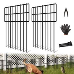 25 Panels Garden Fencing Animal Barrier, 17in (H) X 27ft (L) Dog Dig Fence Barrier, 1.25in Gap Rustproof Metal Stakes Decorative Garden Fence, Ground 