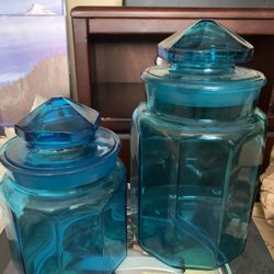 MCM  Blue Glass Jars set