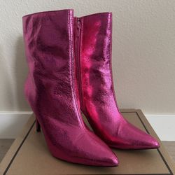 NEW - MIA Mardi Hot Pink Metallic Boots, Size 7.5