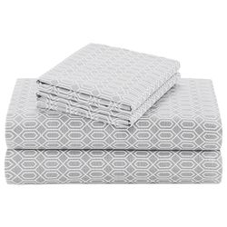 Comfort Spaces 100% Cotton Sheet Set Breathable, Lightweight, Soft With 14" Elastic Pocket Fits Up To 16" Mattress, All Season Cozy Bedding, Matching 