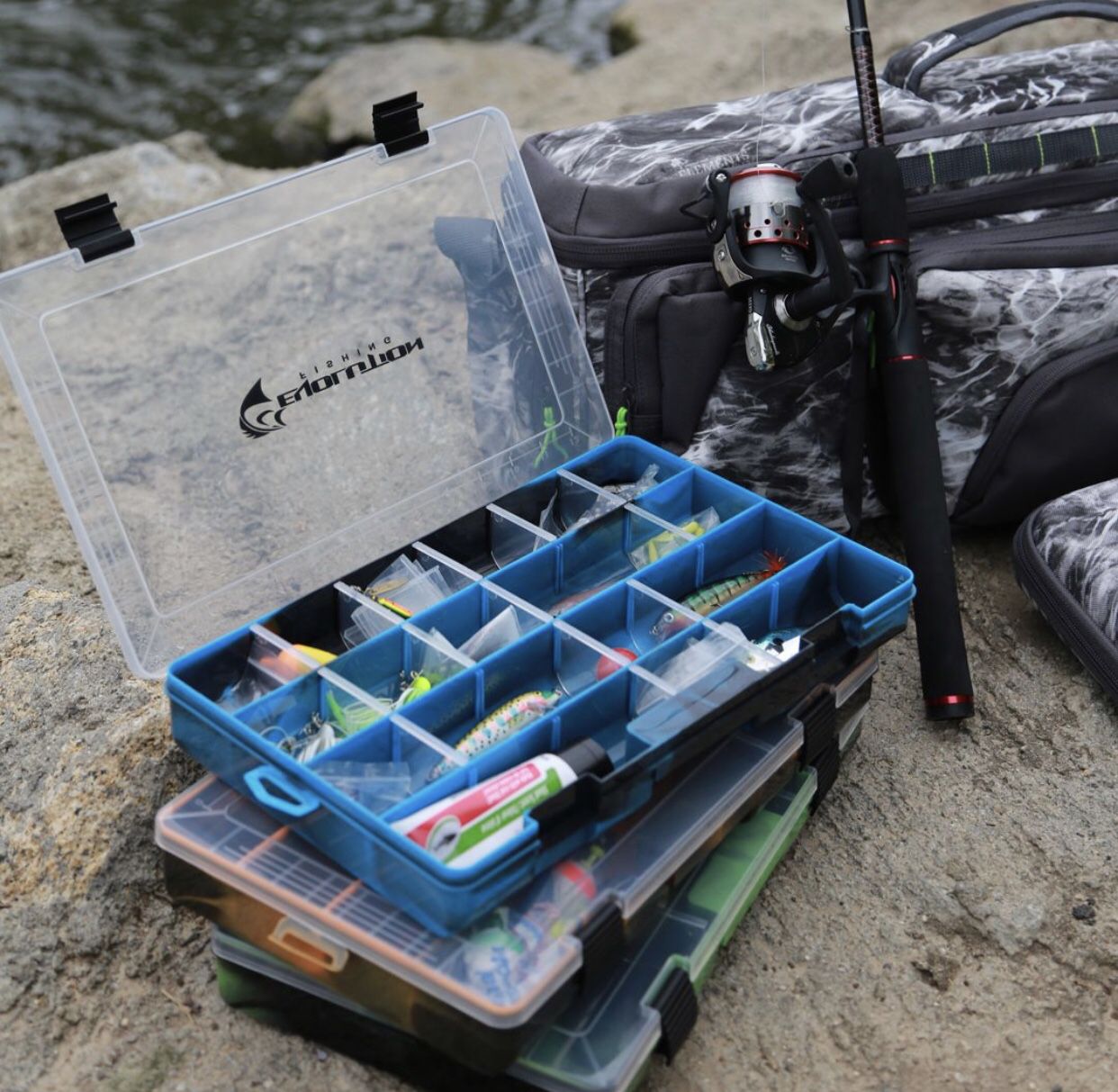 Fishing Tackle Water Camo Color Design Boxes