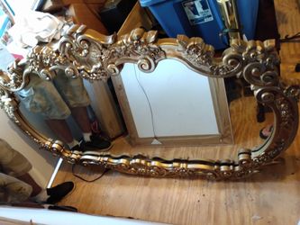 Beautiful Large Gold Tone Mirror 