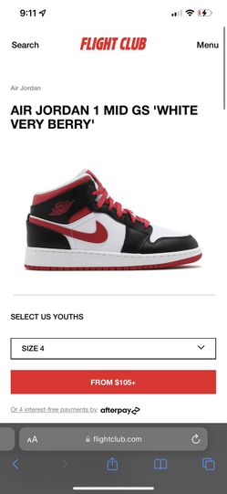 Youth Air Jordan 1 Mid Gs "white Very Berry"