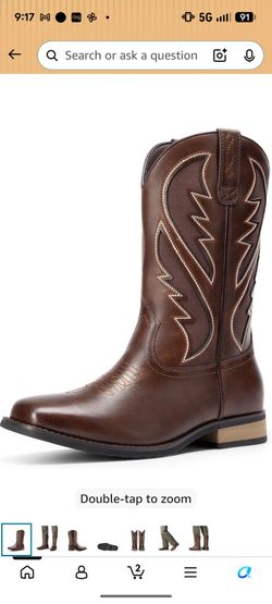 Bruno Marc Men's Durable Cowboy Classic Slip on Western Boots with Chic Embroidered Durable Short Fashionable Western Boots