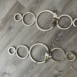 Global View Progressive Nickel Ring Sconce Pillar Candle Holder - Set Of 2