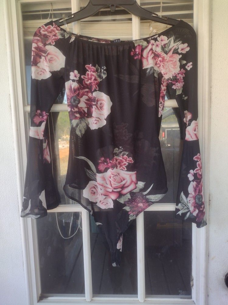 Iris Floral see thru bodysuit size Medium