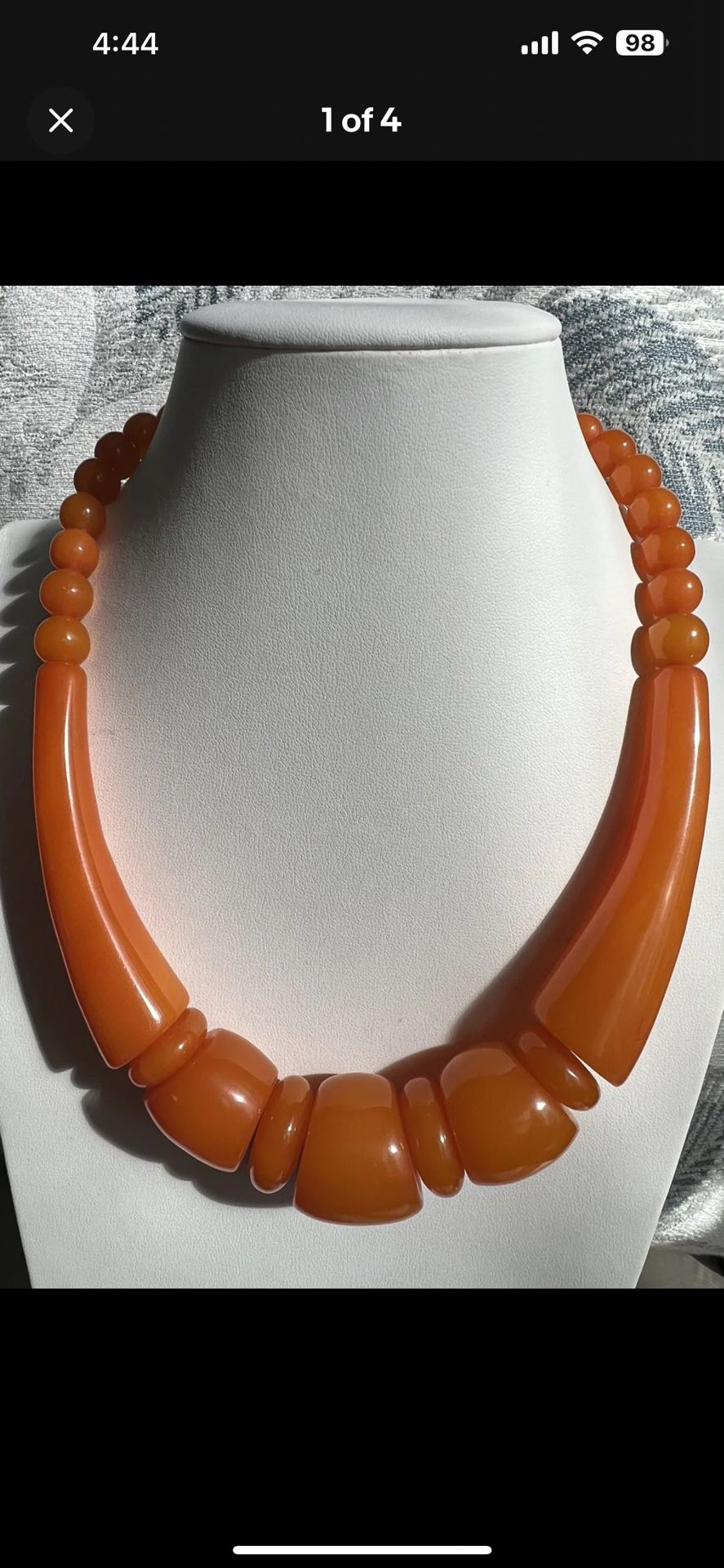 Stunning Vintage style Amber resin beads necklace from nepal 