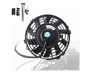 MOSTPLUS Black Universal Electric Radiator Slim Fan Push/Pull 12V + Mounting Kit (7 Inch)