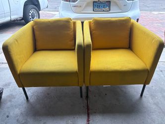Yellow Fabric Accent Chairs – Set of 2