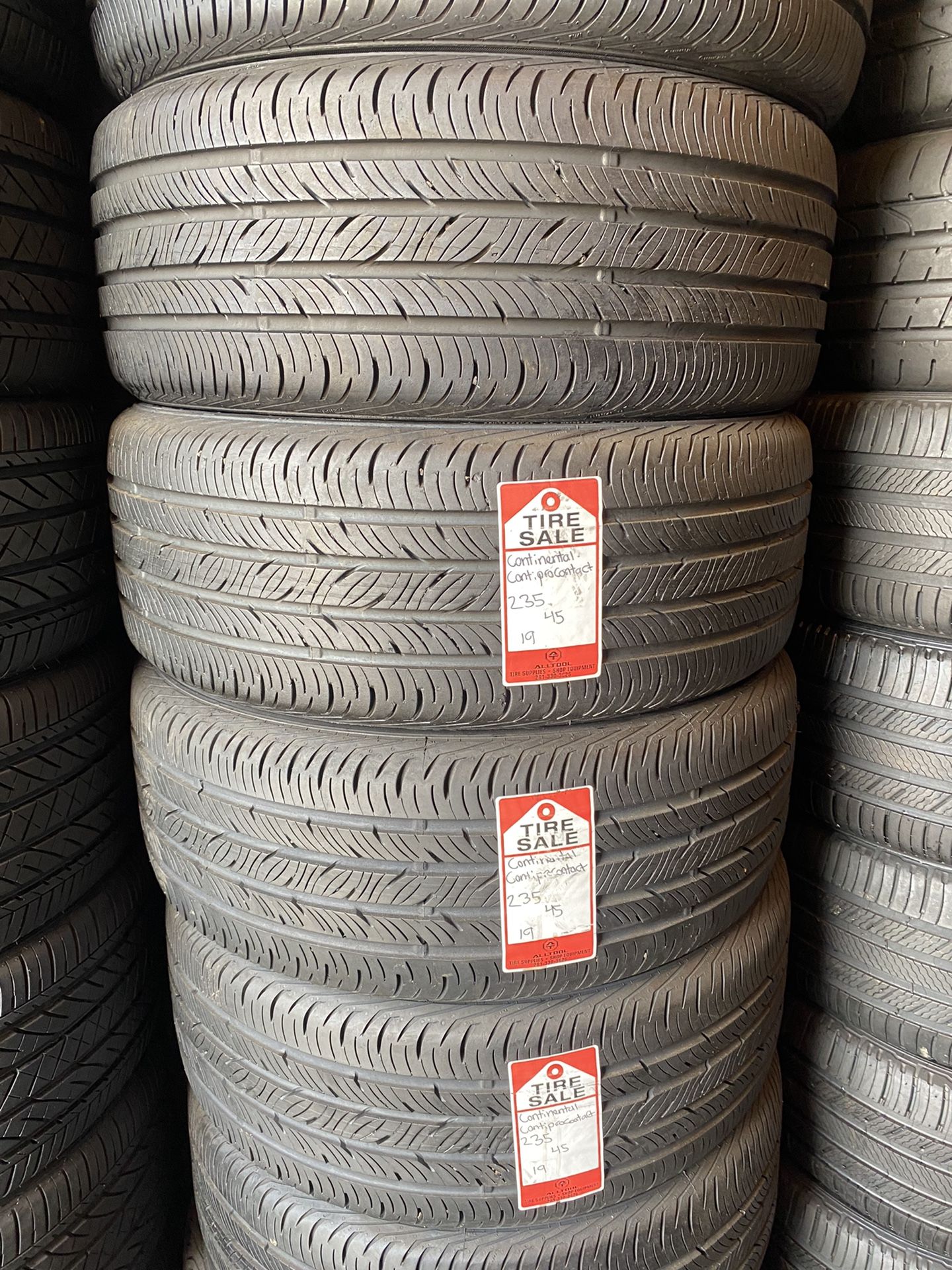 4 Used Tires 235/45/R19 Continental Contiprocontact For $300