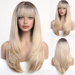 Human hair blend ombré blonde wig